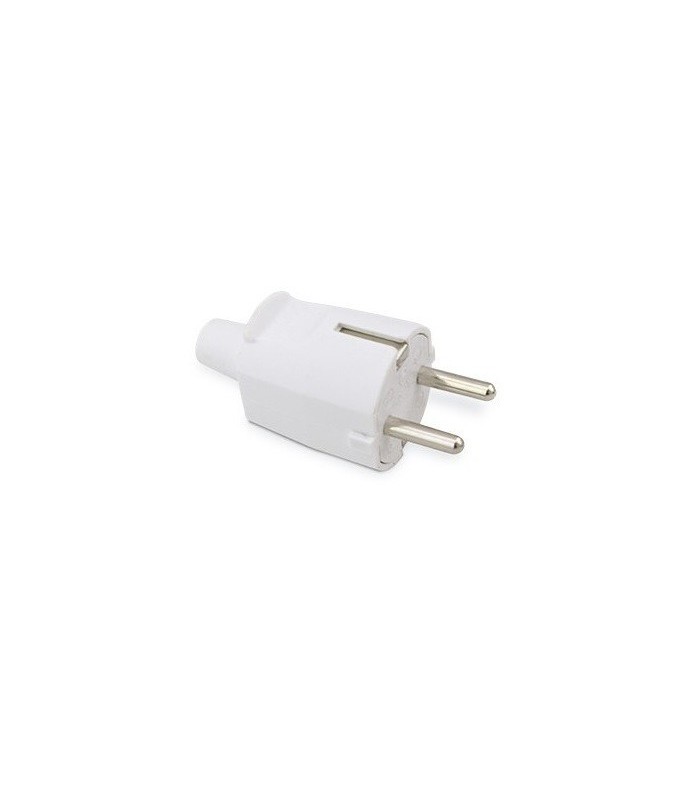 Clavija Sucko bipolar 10/16A 250V 4.8mm entrada recta Blanca