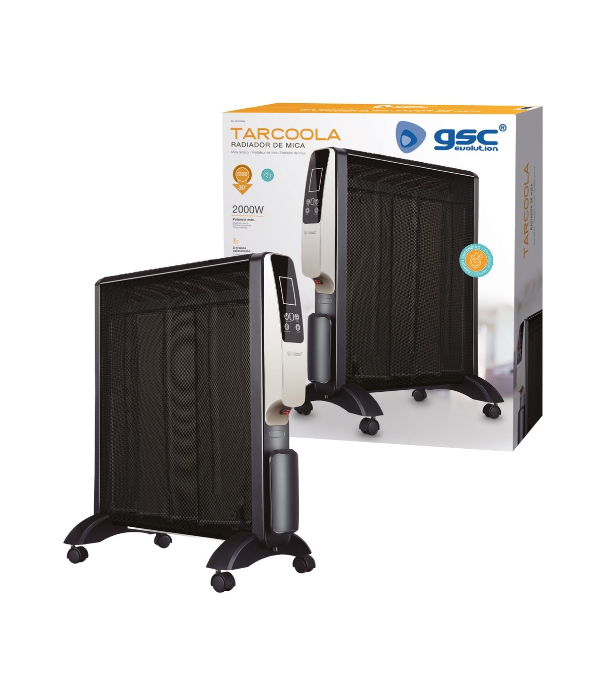 Radiador de Mica TARCOLA con mando 2000W Negro