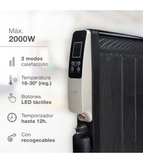 Radiador de Mica TARCOLA con mando 2000W Negro