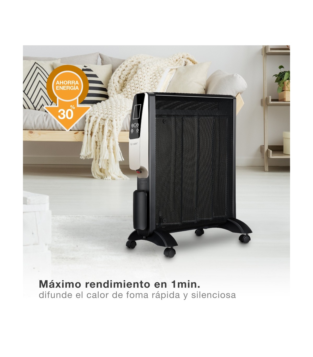 Radiador de Mica TARCOLA con mando 2000W Negro