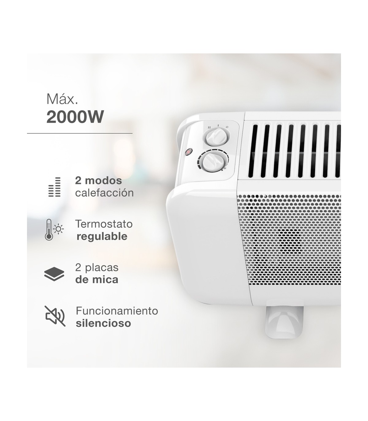 Radiador de Mica BELOAH 2000W Blanco