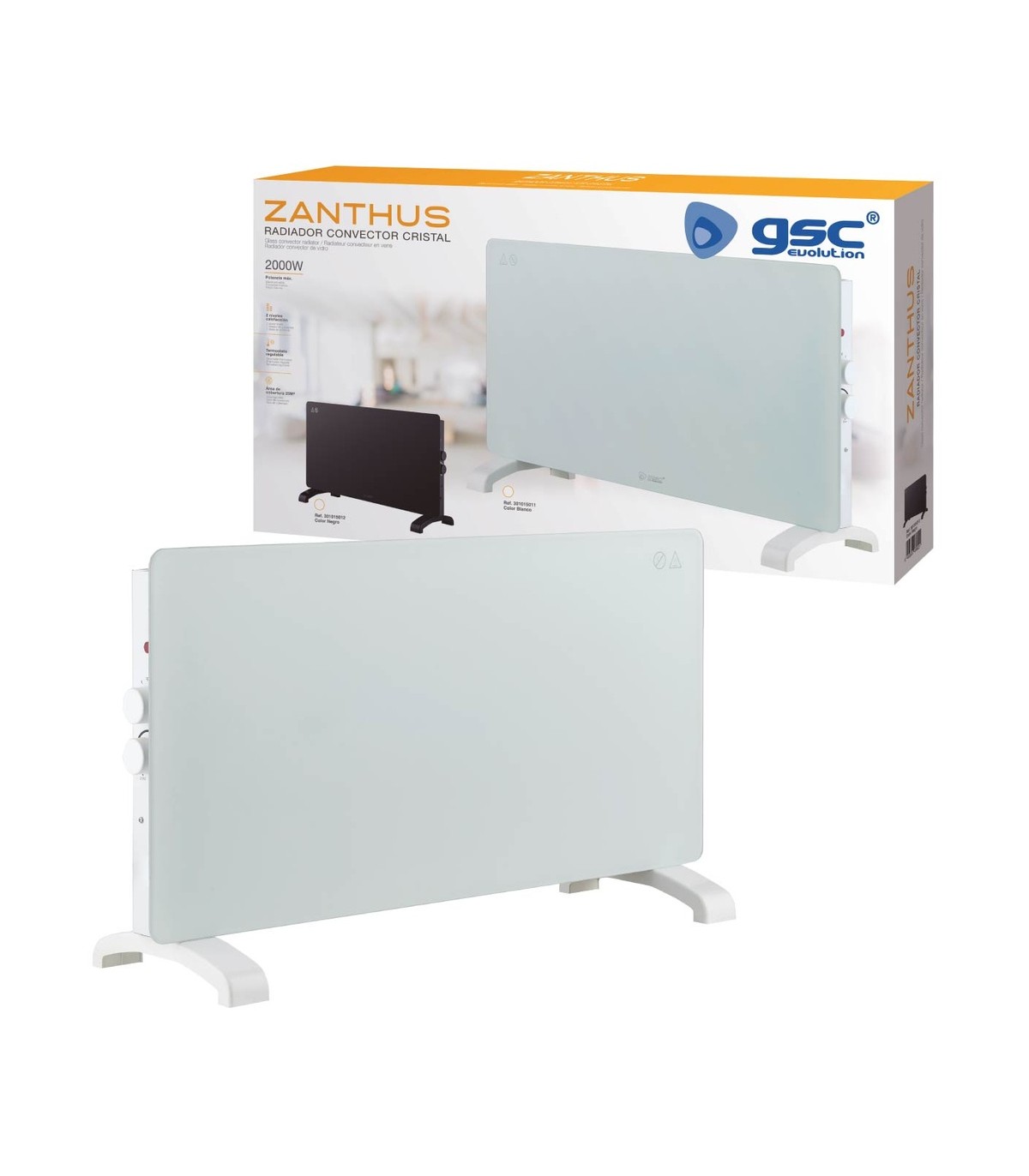 Radiador Convector de cristal ZANTHUS Blanco 2000W