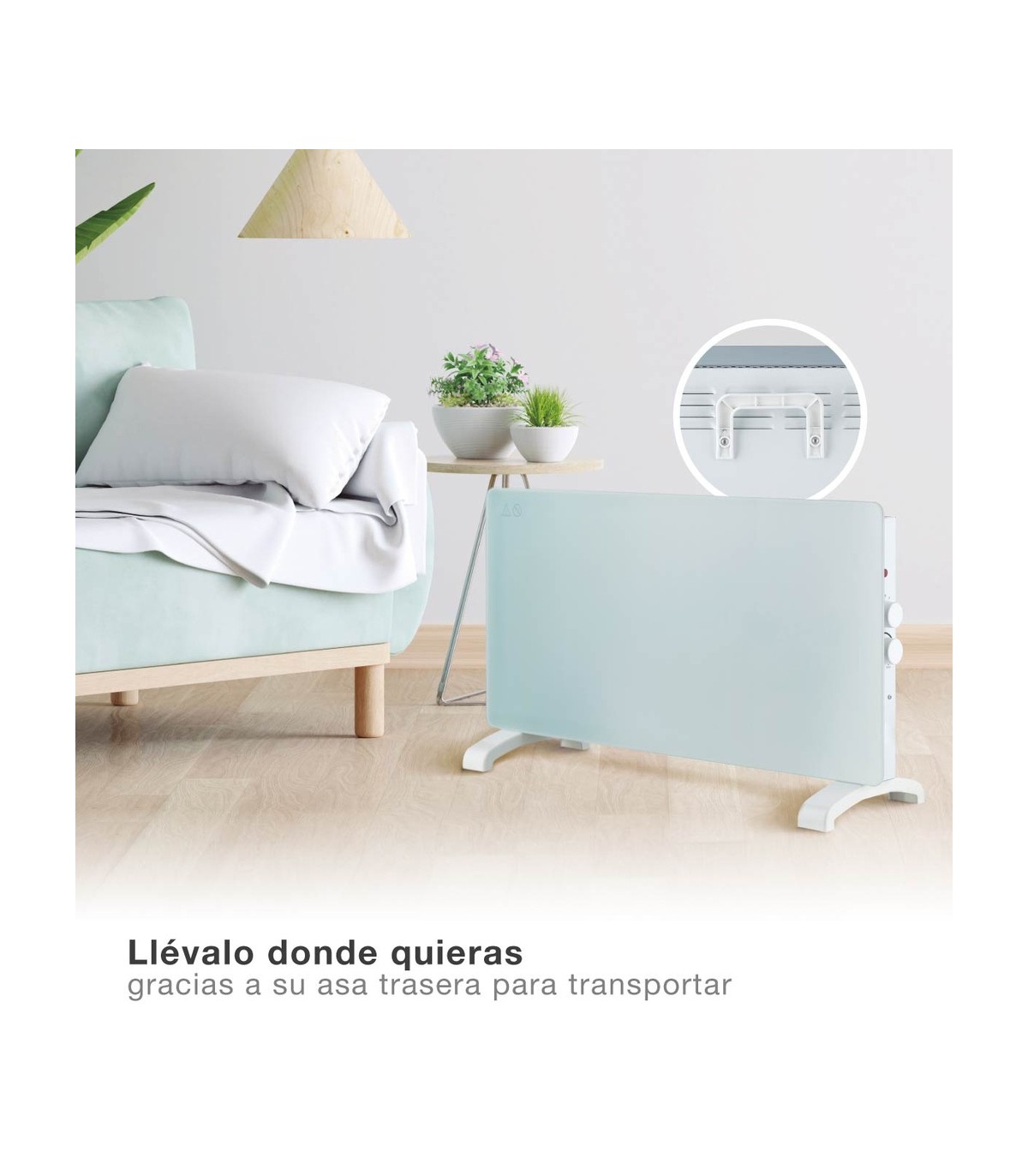 Radiador Convector de cristal ZANTHUS Blanco 2000W