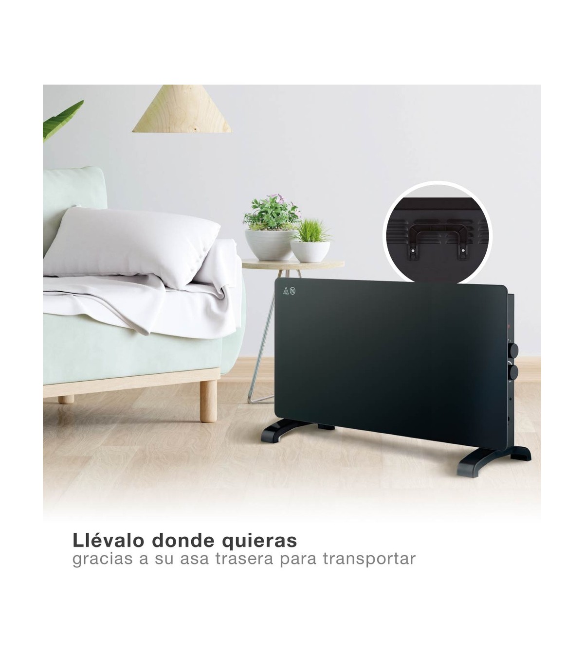 Radiador Convector de cristal ZANTHUS Negro 2000W