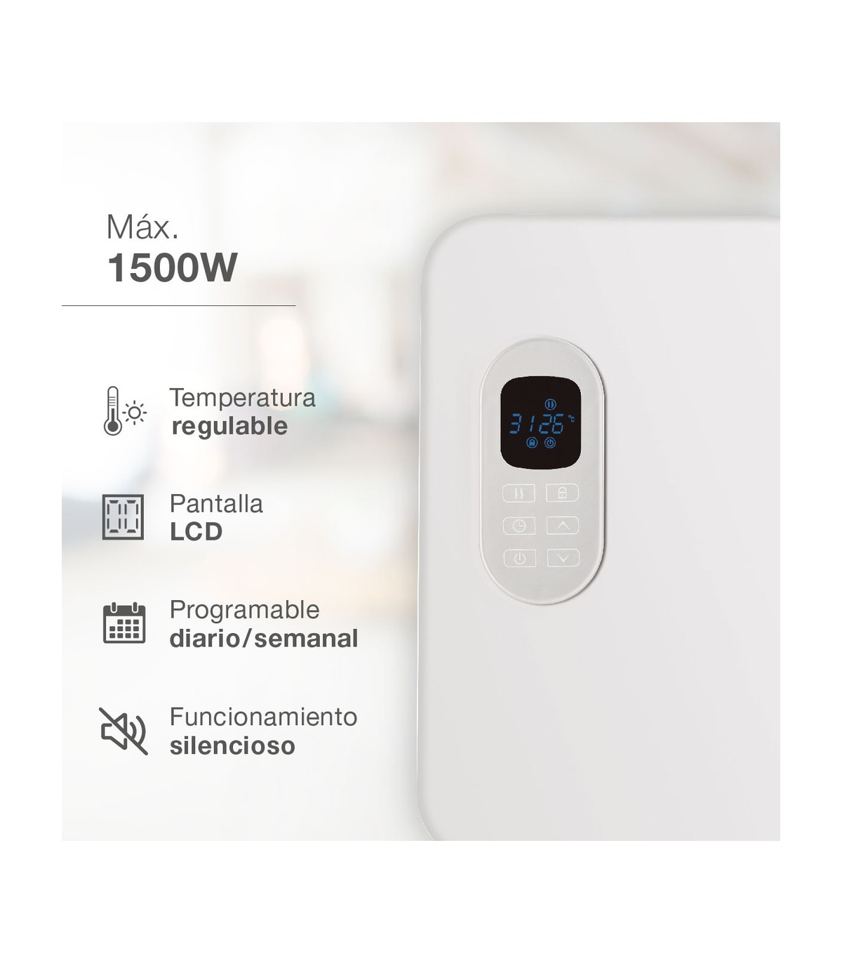 Radiador Convector Digital WIFI BETONG Blanco 1500W