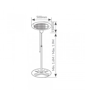 Estufa De Cuarzo De Exterior Con Soporte BEHARA 2200W