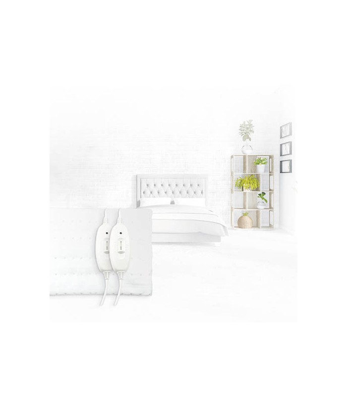 Calentador de cama eléctrico doble 160x140cm 2x60W Blanco