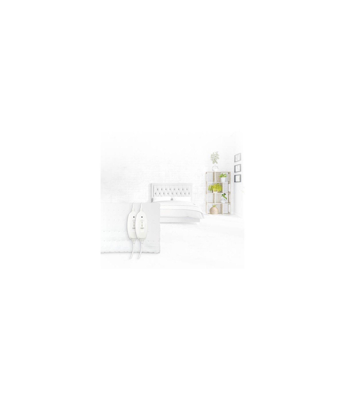 Calentador de cama eléctrico doble 160x140cm 2x60W Blanco