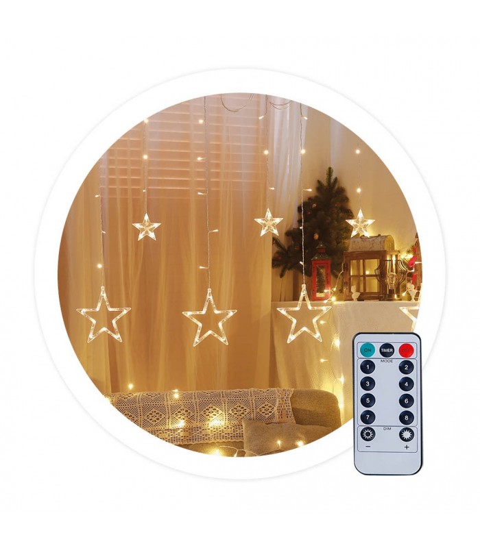 Cortina LED Estrellas 3.5m 8 Funciones con Mando