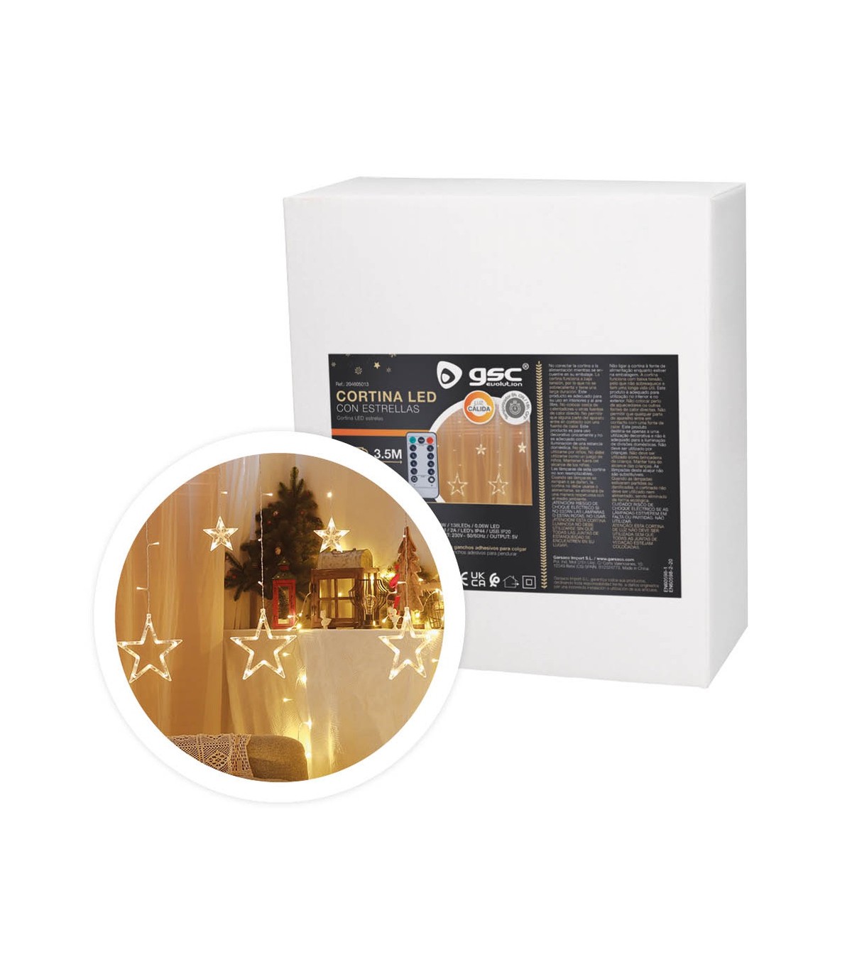 Cortina LED Estrellas 3.5m 8 Funciones con Mando