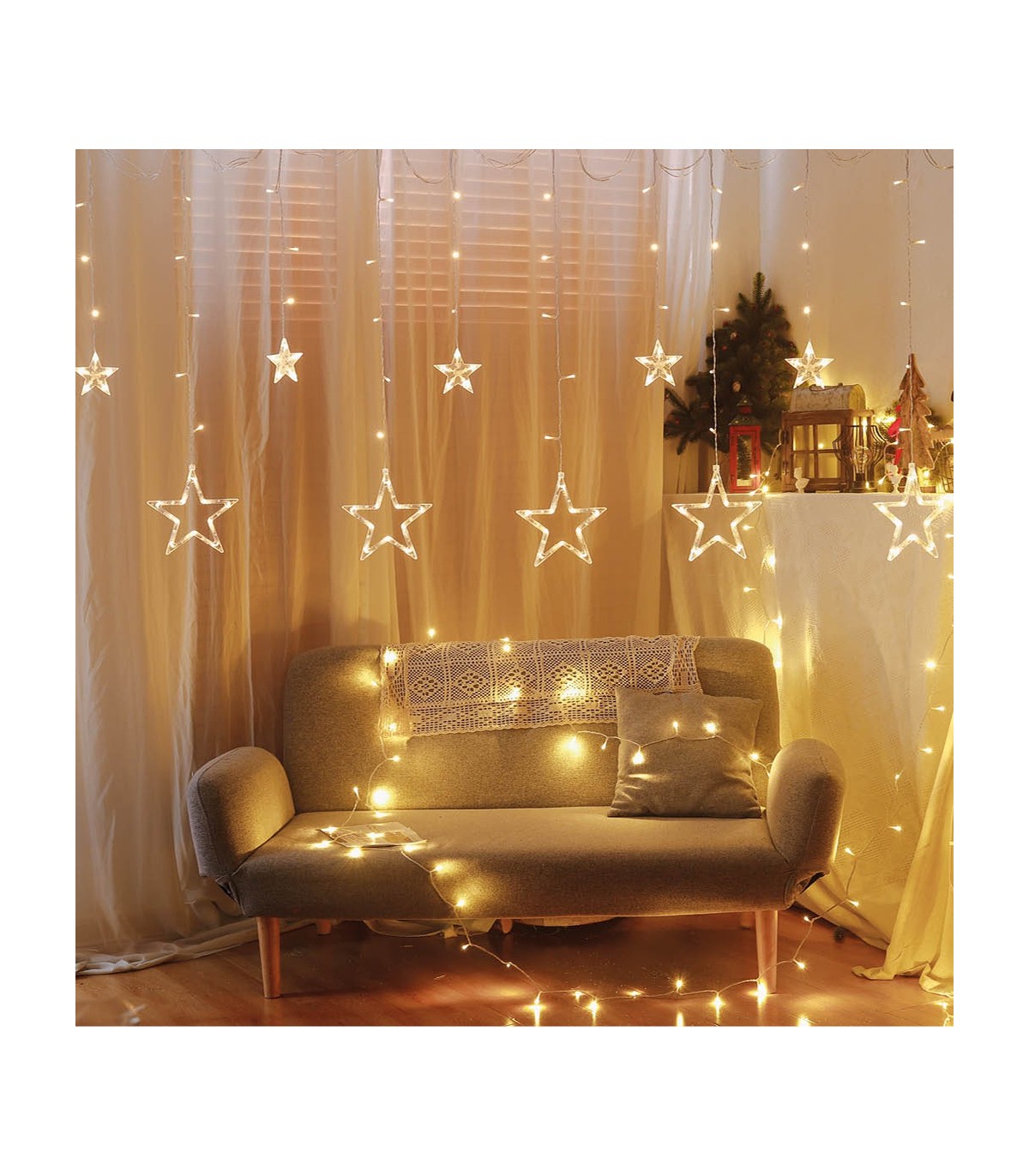 Cortina LED Estrellas 3.5m 8 Funciones con Mando