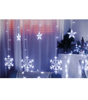 Cortina LED Estrellas y Copos de nieve 3.5m 8 Funciones con Mando