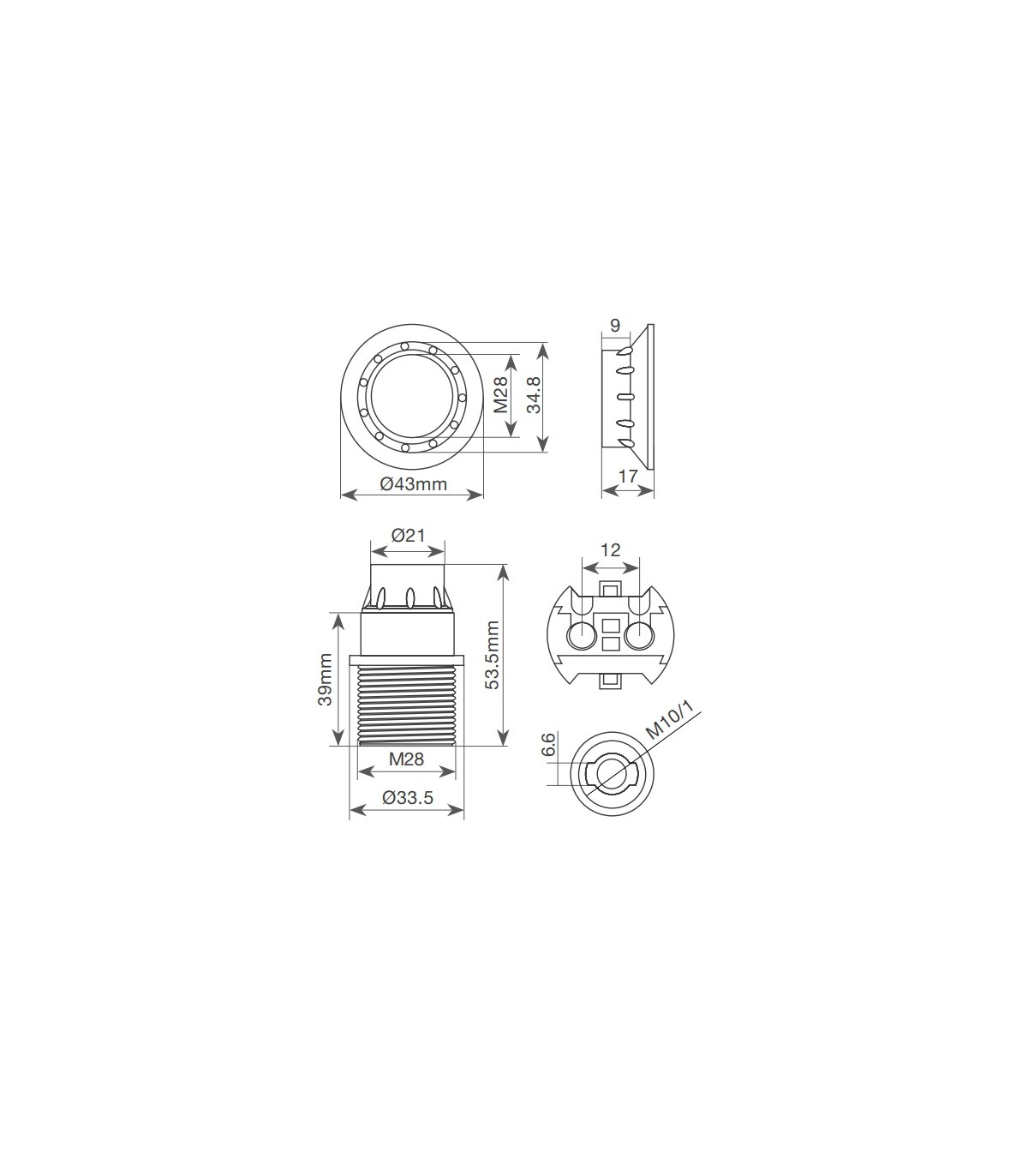Portalámparas baquelita semiroscado E14 Blanco 2A 250V Negro