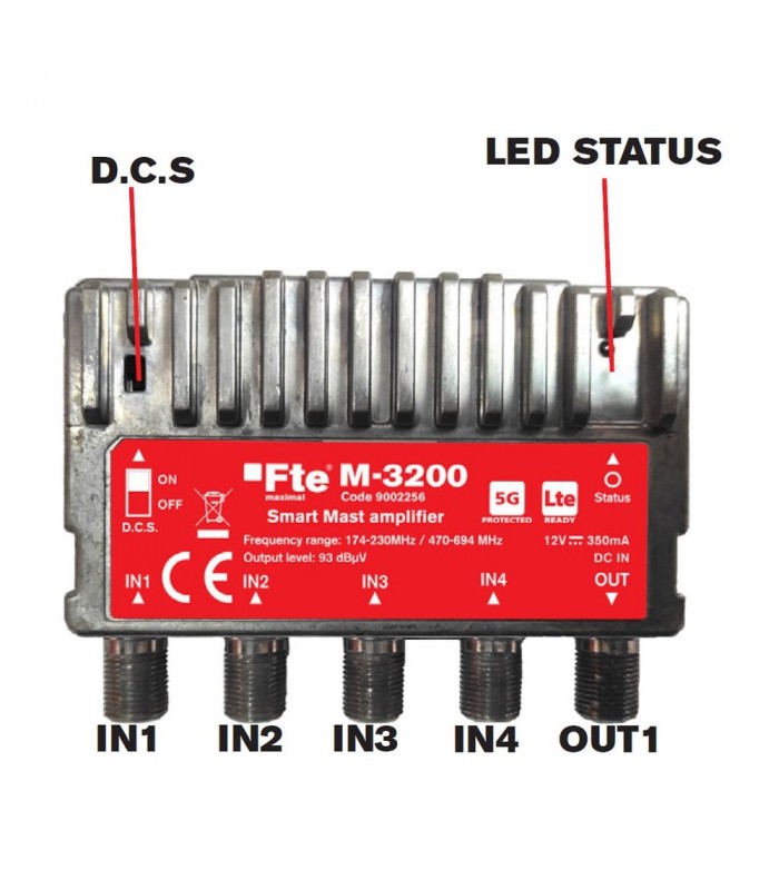 Amplificador de mástil inteligente auto programable 4IN de 32 filtros