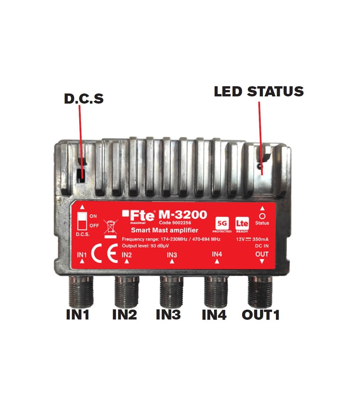 Amplificador de mástil inteligente auto programable 4IN de 32 filtros