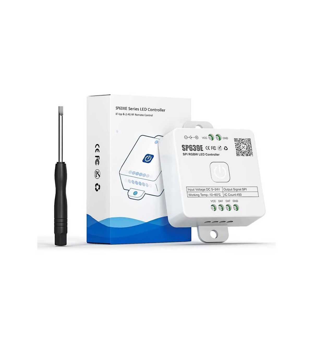Controlador SP639E Bluetooth RF para tira LED SPI RGBW 5-24V 12A con APP