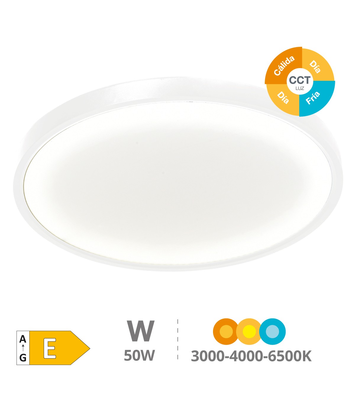 Plafón Led BELAIR 50W 5500LM 120º IP44 CCT
