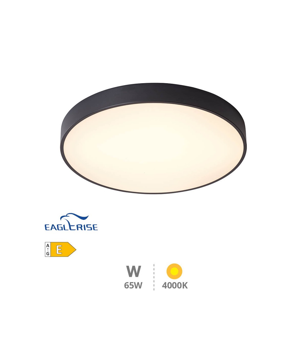 Plafón Led KATAJA Negro Ø60CM 65W 7344LM 120º IP20