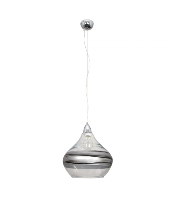 Lámpara Colgante Ambarina 1xE27 Plata/Negro RegX29D