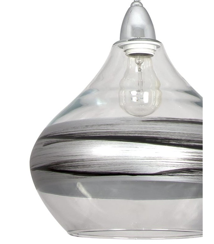 Lámpara Colgante Ambarina 1xE27 Plata/Negro RegX29D