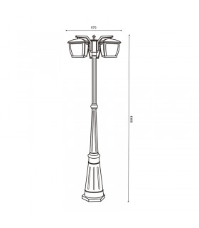 Farola HOUSE PLUS 3xE27 IP44 Negro