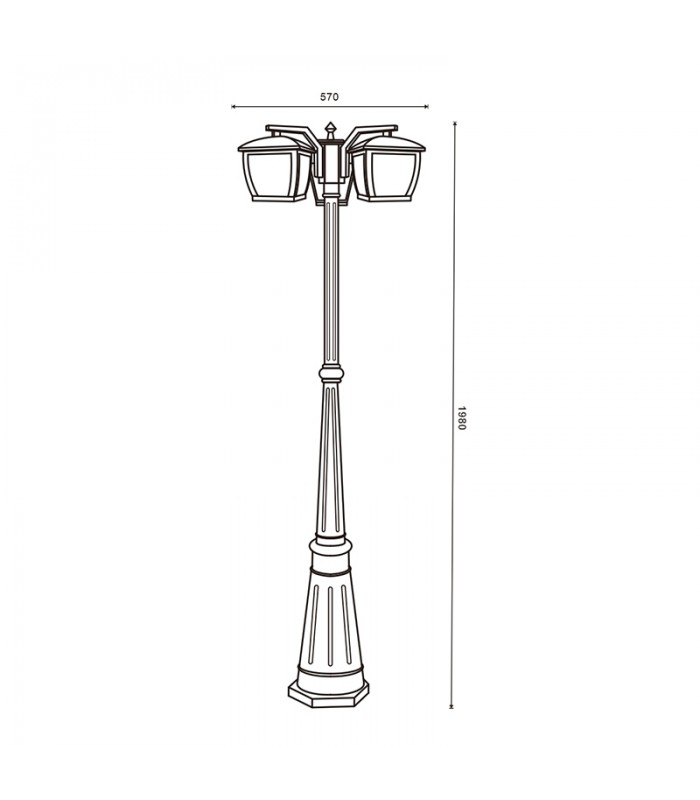 Farola HOUSE PLUS 3xE27 IP44 Negro