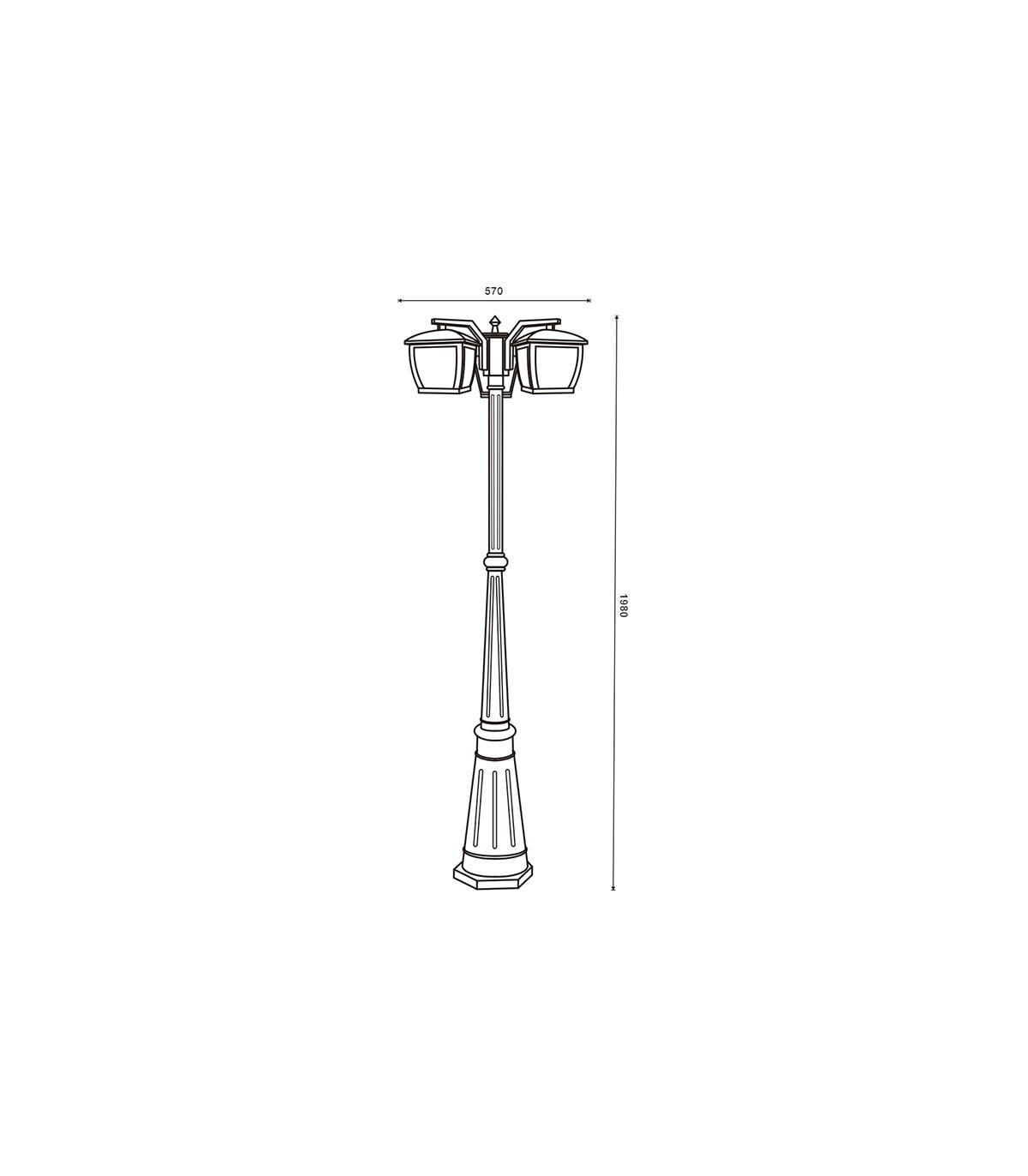 Farola HOUSE PLUS 3xE27 IP44 Negro