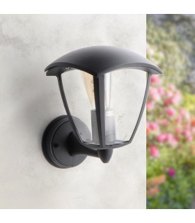 Farol Pared Brazo por Abajo RONSE 1xE27 IP44 Negro