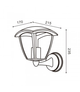 Farol Pared Brazo por Abajo RONSE 1xE27 IP44 Negro