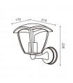 Farol Pared Brazo por Abajo RONSE 1xE27 IP44 Negro