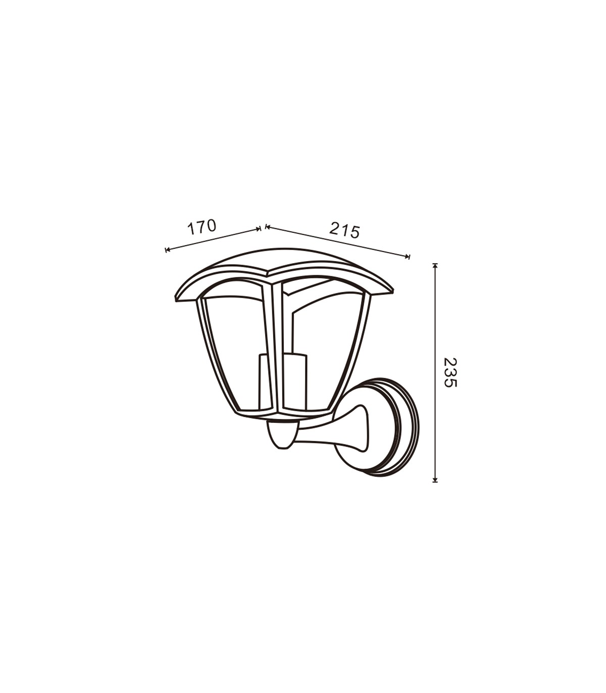 Farol Pared Brazo por Abajo RONSE 1xE27 IP44 Negro