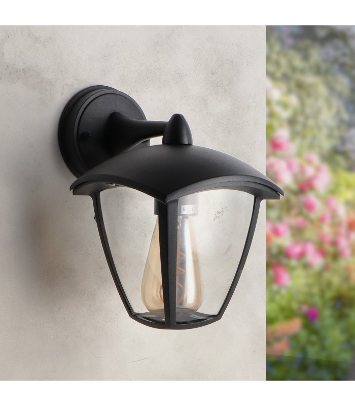 Farol Pared Brazo por Arriba RONSE 1xE27 IP44 Negro