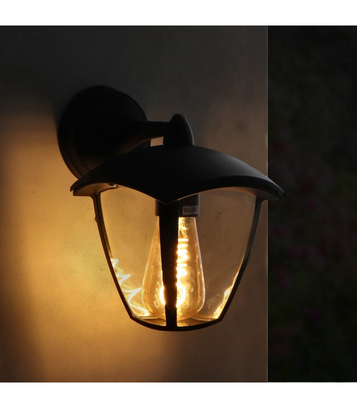 Farol Pared Brazo por Arriba RONSE 1xE27 IP44 Negro