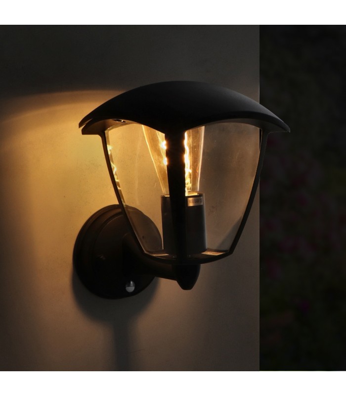 Farol Pared Con Sensor RONSE 1xE27 IP44 Negro