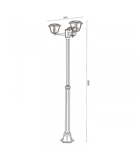 Farola RONSE PLUS 3xE27 IP44 Negro