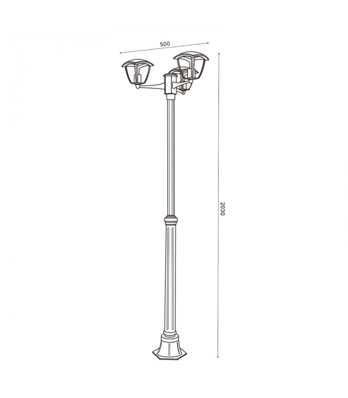 Farola RONSE PLUS 3xE27 IP44 Negro