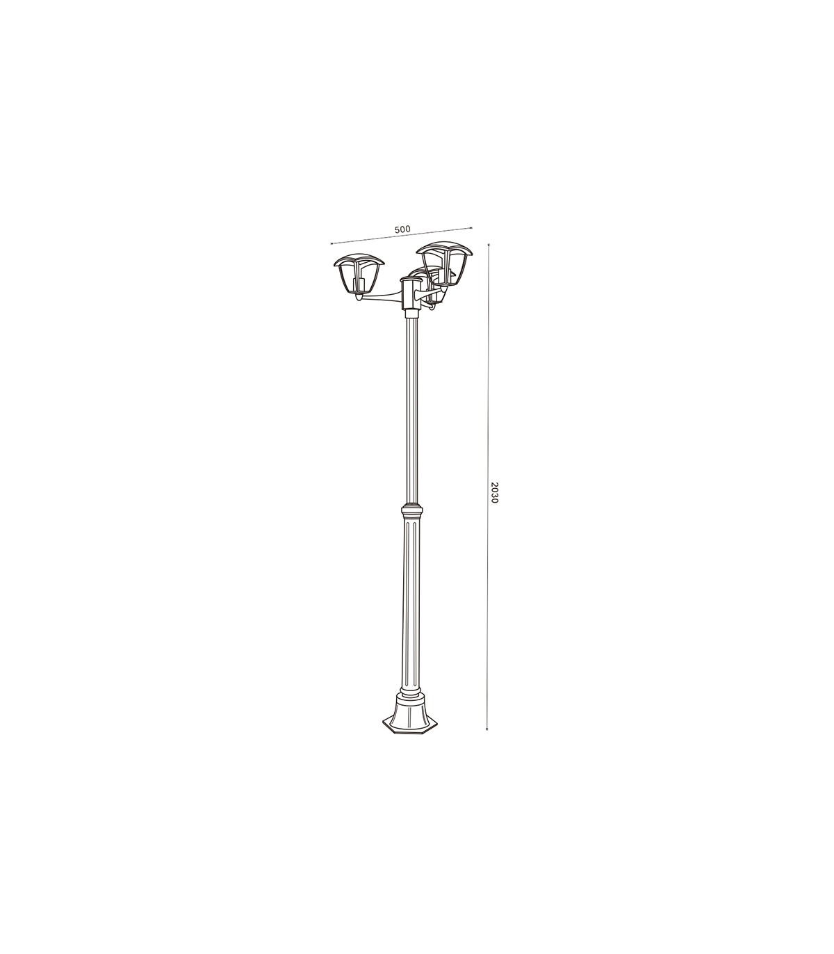 Farola RONSE PLUS 3xE27 IP44 Negro