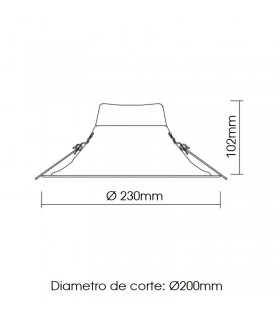 Downlight LED RUFT 25W 1900Lm 100º IP44