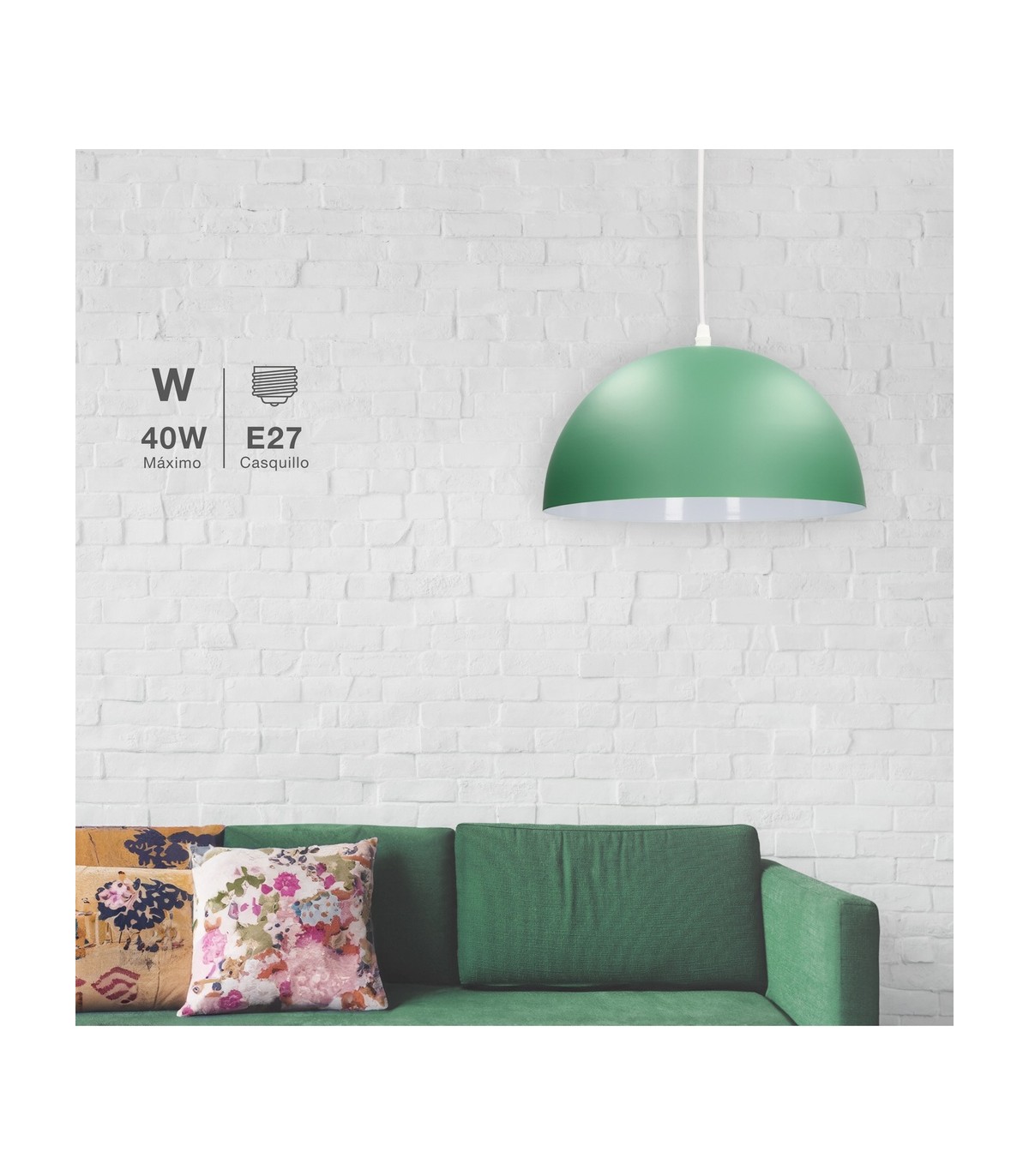 Lámpara Colgante ABALA Ø300 1xE27 Verde