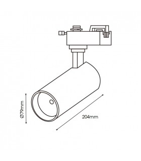 Foco Carril Monofásico ZIOX 30W 3000Lm 36º Negro Regulable