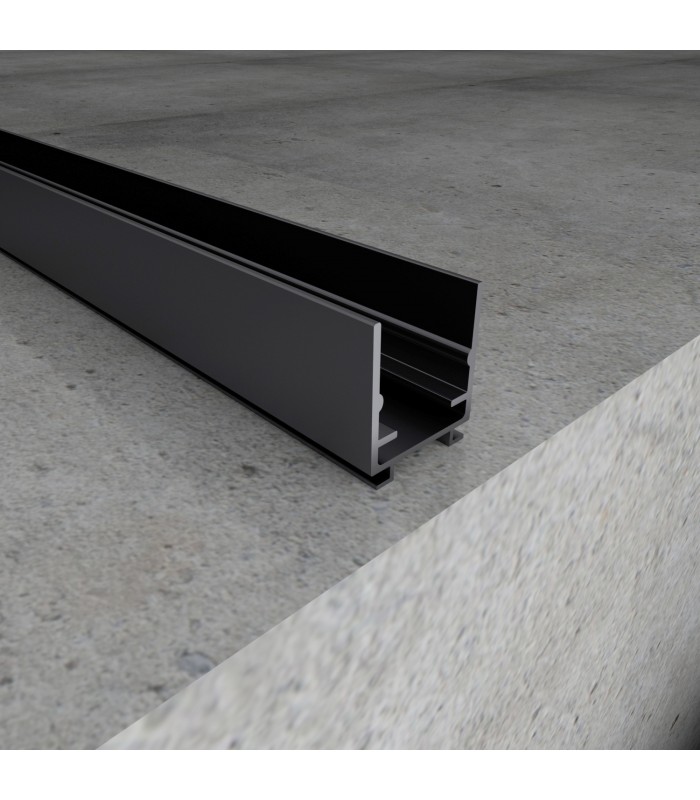 Perfil Aluminio SHOW Lacado Negro Superficie -2 Metros-