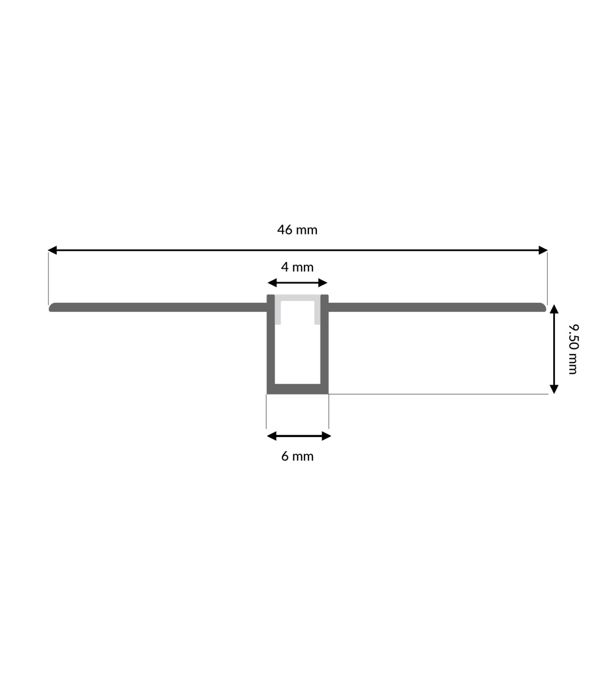 Perfil Aluminio Flexible NOR Empotrar Obra -2 Metros-