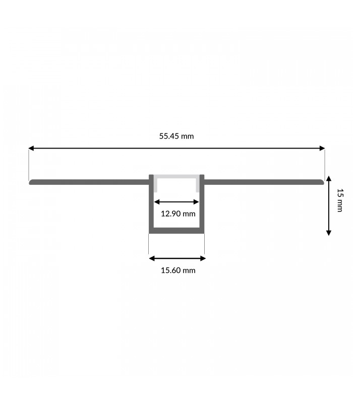 Perfil Aluminio Flexible MUF Empotrar Obra -2 Metros-