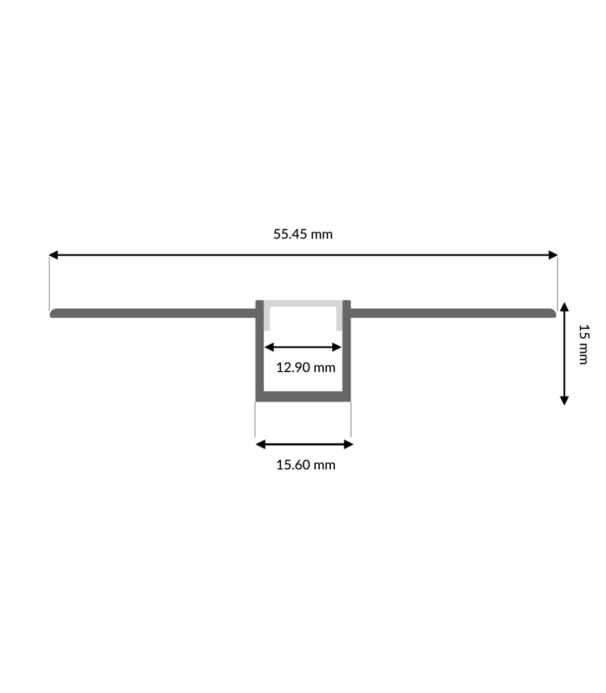 Perfil Aluminio Flexible MUF Empotrar Obra -2 Metros-