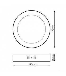 Plafón Superficie Led 13W 1020LM 120º IP20 Redondo Negro CCT
