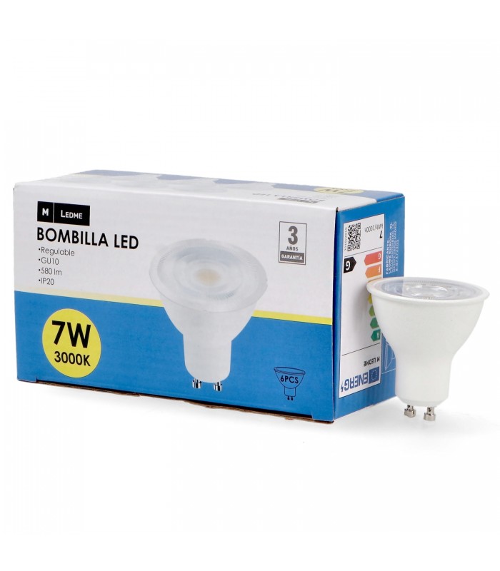Pack-6 Dicroicas Led GU10 7W 580Lm 60º Regulable