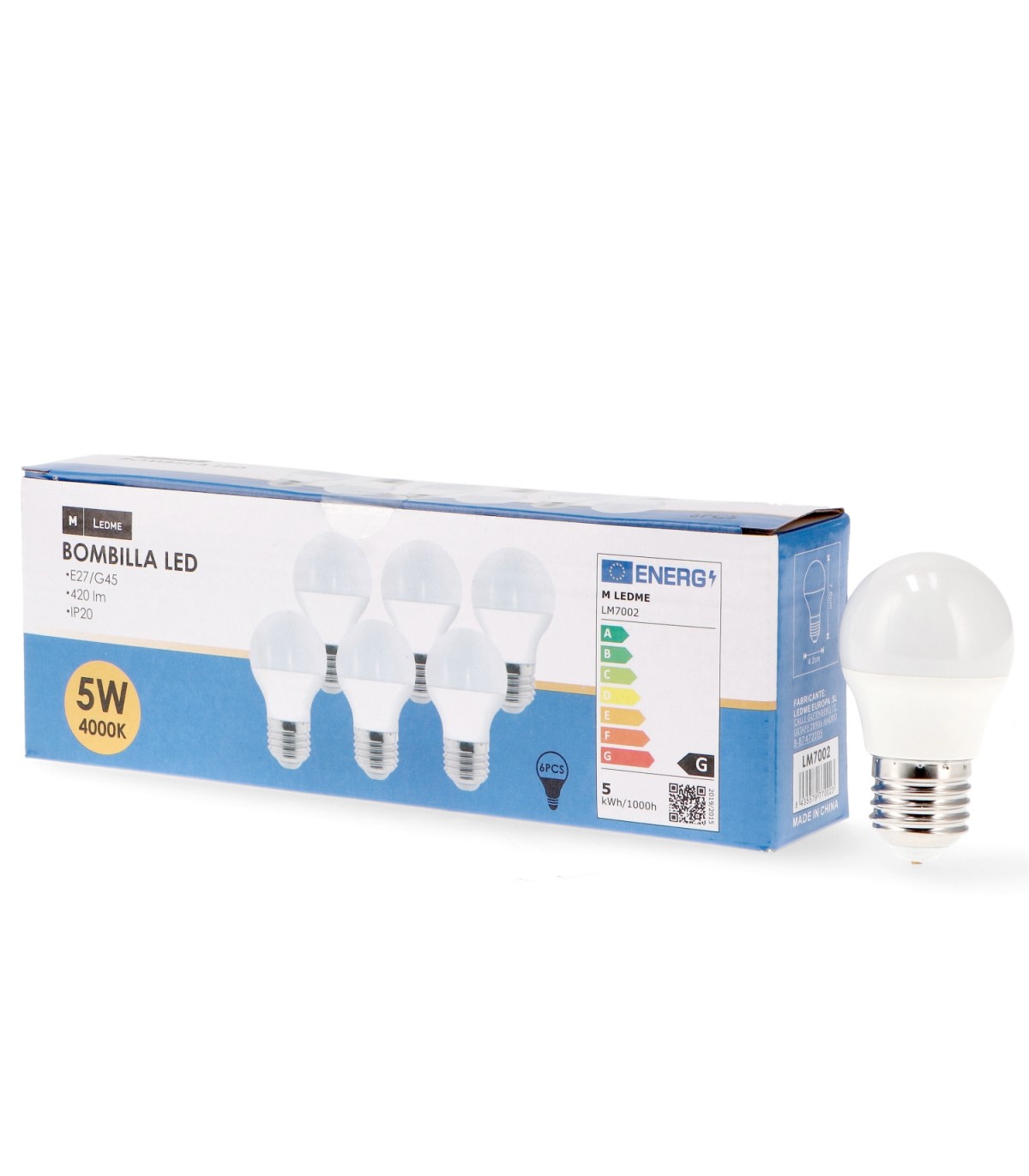 Pack-6 Bombillas Led 5W 450LM 200º E27