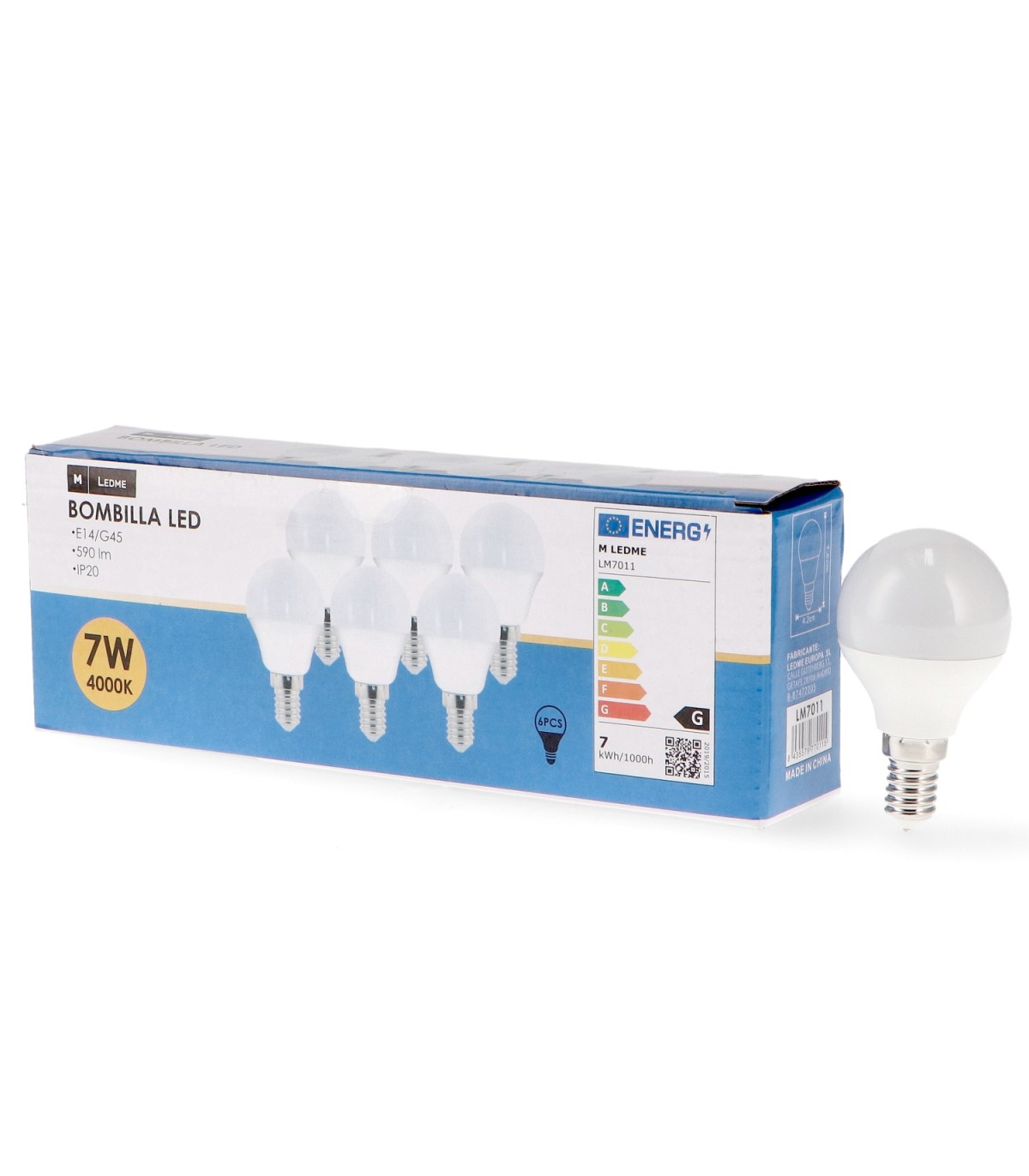 Pack-6 Bombillas Led 7W 630LM 200º E14