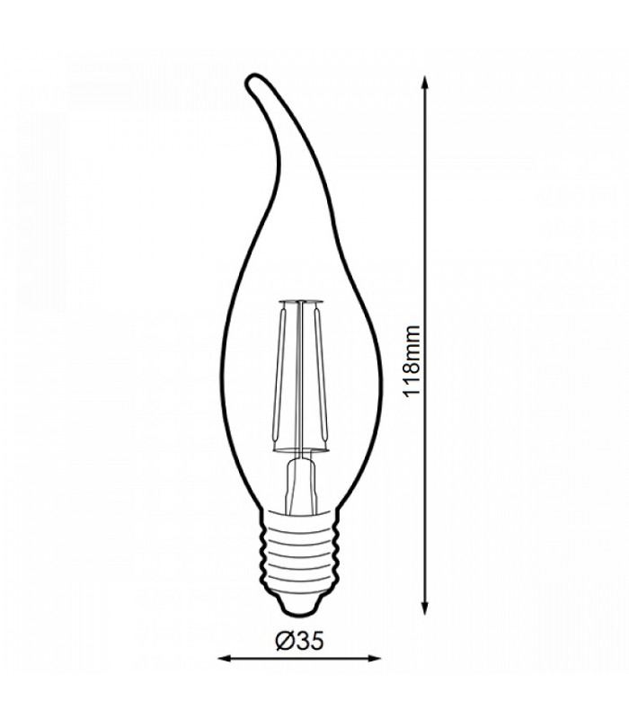 Bombilla Filamento LUXTAR Vela Viento 4W 430Lm 330º E14