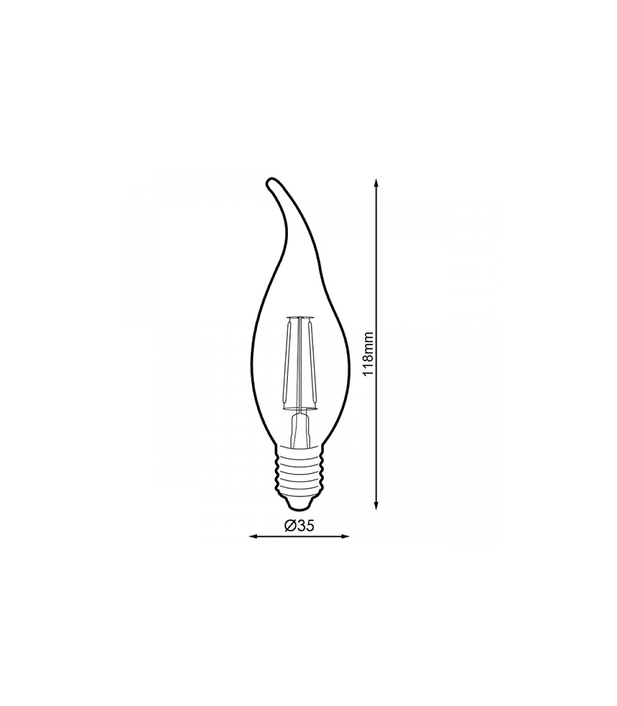 Bombilla Filamento LUXTAR Vela Viento 4W 430Lm 330º E14
